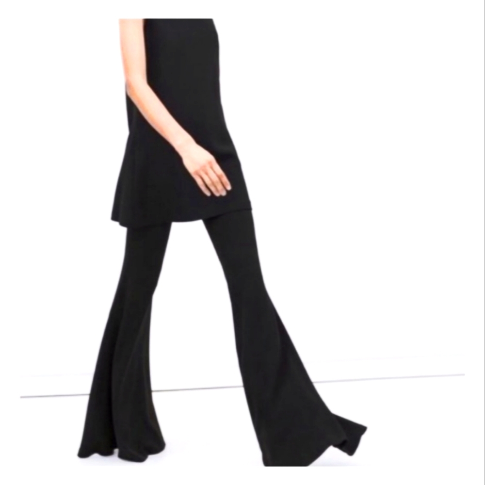 Forever 21 Women’s Black Ribbed Velvet High Waisted Slip On Bell Bottom Pants M - Picture 4 of 12